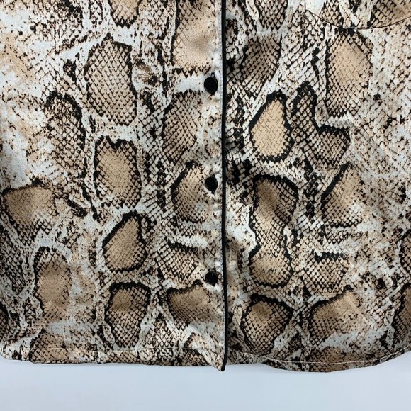 Lulus Top Snake Print Satin Rhea Button Down Long Sleeve - Picture 7 of 13